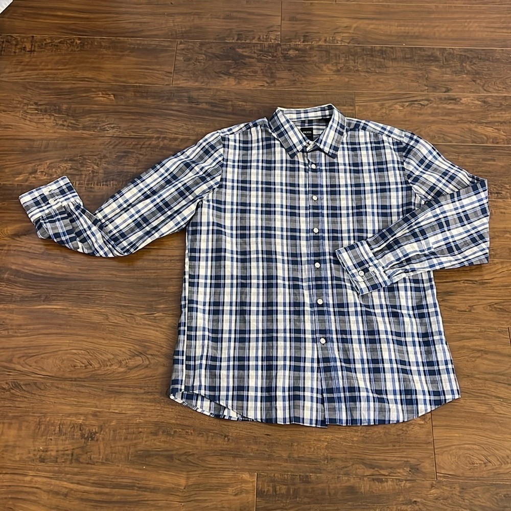Hugo Boss Regular Fit Plaid Cotton Button Down, sz. XL.